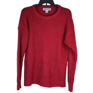 Vtg Harbour Classics Crew Neck Acrylic L/S Knitted Red Sweater Oversized Small